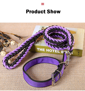 Handgemaakte stevige patroon hondenhalsband en riemset, sterke nylon gevlochten heavy-duty slip paracord touw met gevoerde eigenschappen - Product Image 3