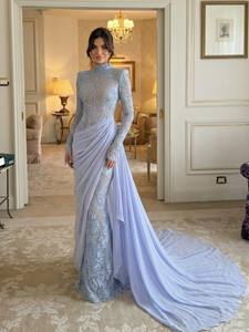 Abito <span class=keywords><strong>da</strong></span> <span class=keywords><strong>sera</strong></span> formale Sharon Said SF429 a sirena, musulmano, con scollo alto e maniche lunghe, su misura, per il Medio Oriente, abito <span class=keywords><strong>da</strong></span> ballo, abito <span class=keywords><strong>da</strong></span> sposa - Product Image 6