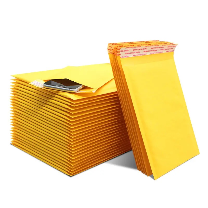 Sobres de correo adhesivos con logotipo personalizado, envoltura de correo, amarillo, Kraft, Burbuja, Express