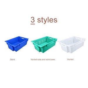 BYPC-제조자 HDPE 음식 급료 쌓을수 있고는 nestable 600x400x200mm 다수 색깔 고기 수송을 위한 플라스틱 고기 크레이트 - Product Image 3