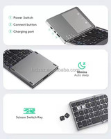 YENİ B033 CE FCC RoHs Katlanabilir Klavye Dokunmatik Yüzey Taşınabilir Kablosuz Katlanabilir USB RGB LED Kombine Dizüstü Bilgisayar Tablet Telefon İngilizce