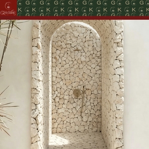 Revêtement extérieur en pierre calcaire blanc crème de haute qualité GOLDKING pour villas de villégiature, coupe aléatoire, pose sèche, façade en pierre naturelle pré-découpée CNC - Product Image 3