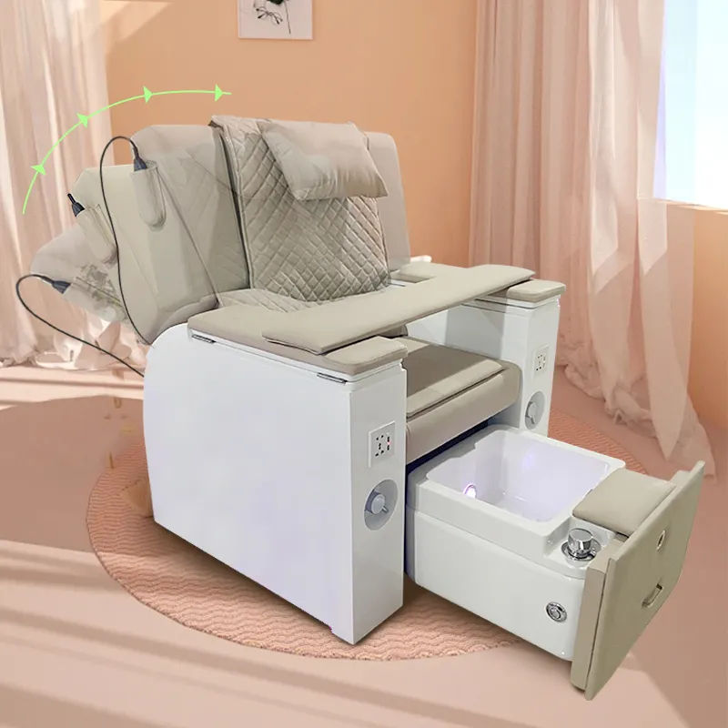 Nail Salon Furniture Reclining Foot Spa Manicure Pedicure Chairs with Light