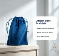 Pochette à bijoux en velours bleu, sac cadeau en satin avec cordon, emballage personnalisé avec logo, sachet