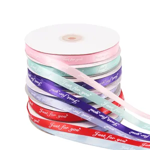 Fabriek 10Mm, 50Yards/Roll Cadeau Verpakking Lint Effen Kleur Enkel Gezicht Satijnen Lint Polyester Satijnen Lint Voor Cake