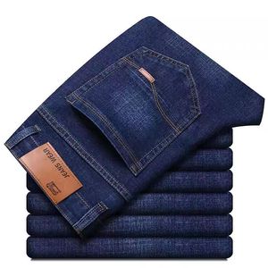 <span class=keywords><strong>Pantaloni</strong></span> Casual Vintage da <span class=keywords><strong>Uomo</strong></span> in Denim Scuro Primavera-Autunno, Lavaggio Medio, 500g, Resistenti all'Usura, Elastici, Larghi, Dritti, Vita Alta, Taglie Grandi - Product Image 1