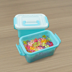 Plastic <b>Storage</b> <b>Box</b> Rectangle 16x10x7.5 Cm With Lid For Toys And Miscellaneous Items Blue Base White Lid - Product Image 1
