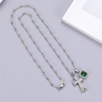 Collier en acier inoxydable plaqué or avec pendentif croix entièrement serti de diamants de haute qualité, unisexe, pour couple, cadeau de bijoux