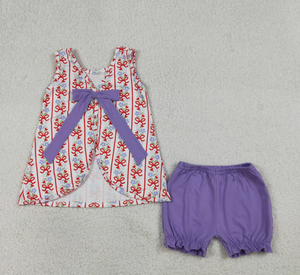 Sibling Baby Girls Colorful Flowers <b>Beach</b> Bows <b>Tunic</b> Ruffle Short Clothes Sets - Product Image 2