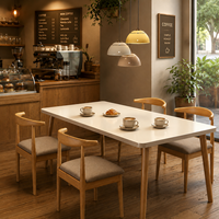 Set Meja Kursi Restoran Kedai Kopi Buffet, Rangka Baja Desain Beragam Ukuran dan Warna Pilihan
