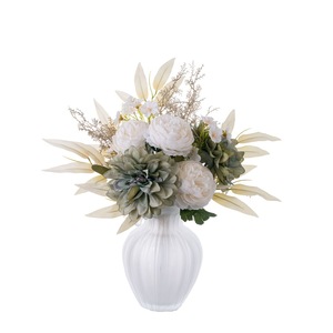 Bouquet de fleurs artificielles Rose de pureté, roses blanches en tissu tissé plastique, décoration intérieure, accessoires de mariage CF01412 - Product Image 5