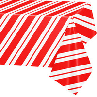 Nappe diagonale rouge et blanche à rayures pour Noël, carnaval, fête d'anniversaire – Décorations jetables en plastique