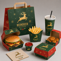 Emballage alimentaire écologique pour les fêtes, boîte en papier kraft personnalisée, conteneur à emporter pour Noël, fournisseur de restauration rapide durable