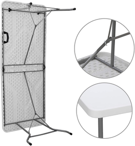 6ft 180cm yarım plastik HDPE katı çelik çerçeve HDPE masa üstü parti yemek kiralama plastik katlanır açık parti masaları ve sandalyeler - Product Image 3