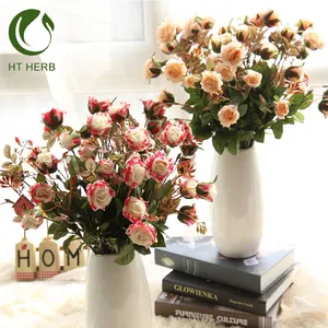 Sampel Gratis Dekoratif Bunga Buatan Bunga Mawar Dekorasi Plastik Bunga untuk Pernikahan