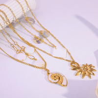 Collier pendentif océan en acier inoxydable plaqué or 18 carats pour femmes JUSNOVA |   Bijoux anti-ternissement étanches en perles et zircons en forme d'étoile de mer