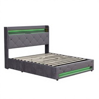 Willsoon - Base de Cama Moderna de Lujo con Cabecera Tapizada Doble, Tamaño Queen y Super King, en Terciopelo, para Muebles de Dormitorio