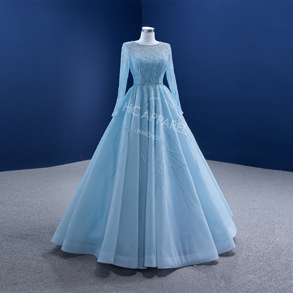 Light Blue Wedding Gowns - Long Sleeve Elegant Design Light Blue Wedding Gowns - Long Sleeve Elegant Design
