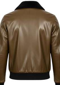 Chaqueta de Piloto de Cuero Genuino Premium para Hombre con Cuello de Piel y Bolsillos Utilitarios - Product Image 6