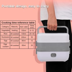 Chauffe-plat portable 200W pour bureau à domicile, boîte à lunch électrique auto-chauffante à 2 niveaux avec 4 récipients en acier inoxydable - Product Image 2