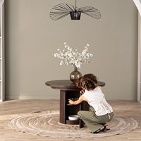 Table transformable en bois massif, table à manger ronde extensible, bois de noyer, table séparée avec rangement caché