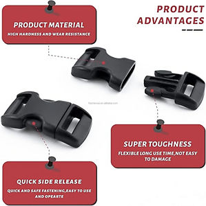 Boucle de bracelet Paracord Boucle à dégagement rapide Ceinture Logo de promotion personnalisé et couleur Parachute 550 Boucle en plastique profilée Stock - Product Image 2