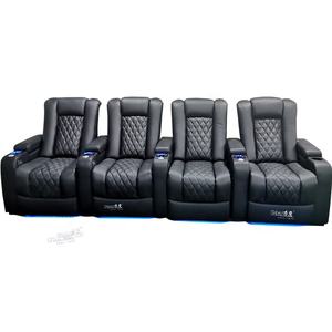Ensemble de canapés inclinables électriques haut de gamme 4 places en cuir véritable pour cinéma maison - Product Image 2