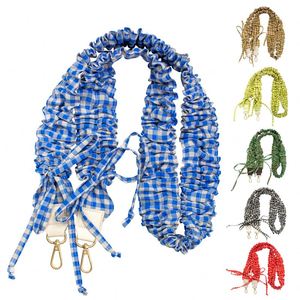 Nuova Custodia per Telefono alla Moda con Tessuto Colorato Stropicciato, Cordino Staccabile con <span class=keywords><strong>Tracolla</strong></span> e Gancio Metallico - Product Image 1