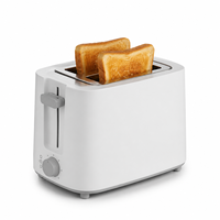 Grille-pain compact à chauffage rapide, blanc, deux fentes larges, annulation à une touche, idéal pour le petit-déjeuner quotidien