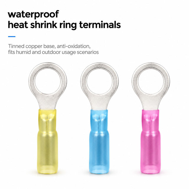 Nylon Heat Shrink Waterproof O Ring Ground Terminal Crimp Solder Seal Sleeve Quick Connect Insulated Copper Wire Lugs Tin Plated