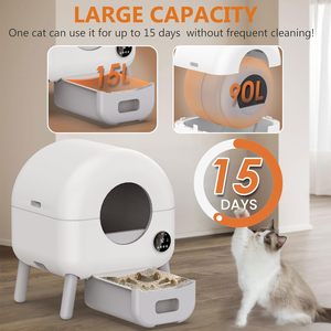 Factory Smart Cat Toilet 76L <b>Large</b> Space APP Remote Control One Click Poop Removal Automatic Self Cleaning Easy Clean ABS Litter - Product Image 2