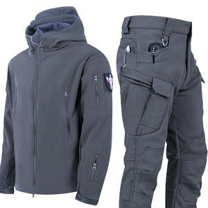 सामरिक पुरुषों के शिकार सर्दियों के छलावरण कपड़े-विंडप्रूफ फ्लेक्स गर्म हुड कोट और पैंट - Product Image 4