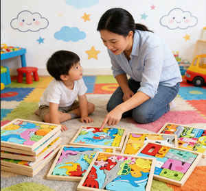 CPC 蒙特梭利卡通动物恐龙 3D 木制学习拼图块板儿童水果交通玩具男孩和女孩 - Product Image 2