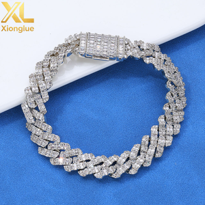 10mm Gold Plated Prong Cuban Link Chain <b>Bracelet</b> with Iced Out Baguette CZ Diamond Hop Punk Jewelry for Women and Men - Product Image 5