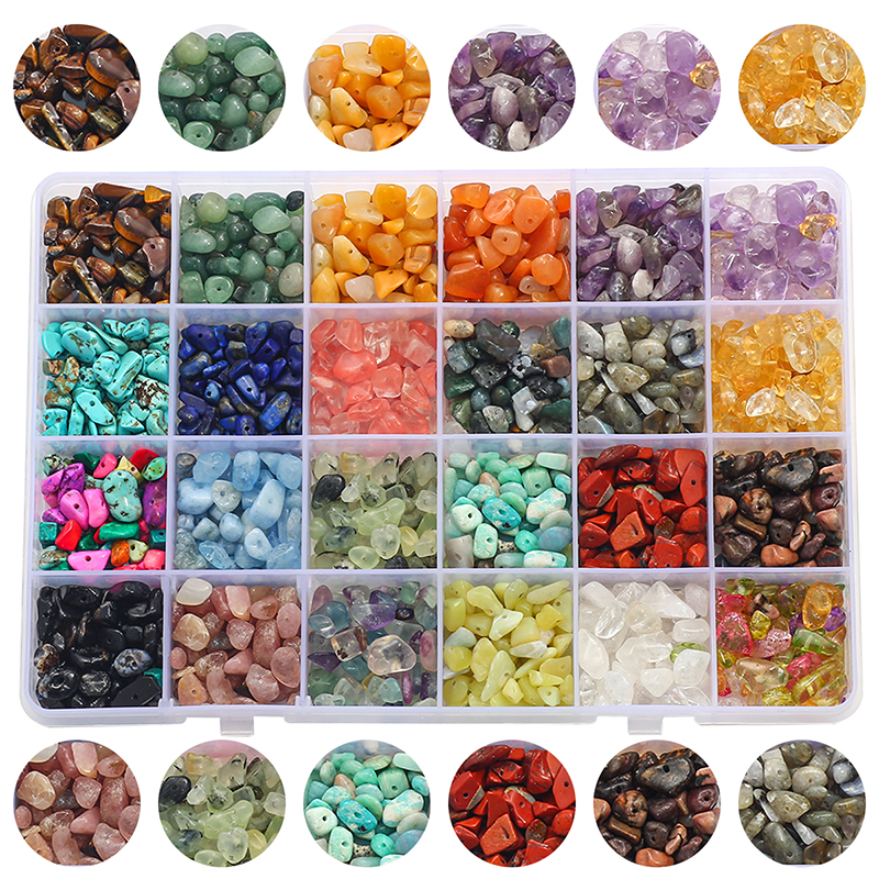 Natural Crystal Turquoise Amethyst Jasper Agate Chips Gemstones Beads Kit for DIY Jewelry Necklace Earring Bracelet Making