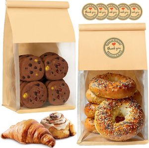 Sacs <span class=keywords><strong>à</strong></span> pain pour pains faits maison, sacs <span class=keywords><strong>à</strong></span> biscuits refermables avec fermeture <span class=keywords><strong>à</strong></span> languette métallique, sacs de boulangerie en papier avec fenêtre - Product Image 5