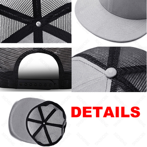 Gorra deportiva de poliéster con logotipo personalizado, visera plana de Hip Hop, parche bordado, malla, camionero, 6 paneles - Product Image 5