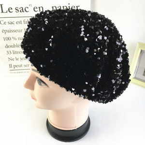 Boinas rojas de lentejuelas de moda al por mayor para <span class=keywords><strong>mujer</strong></span>, <span class=keywords><strong>boina</strong></span> negra, sombrero de pintor para <span class=keywords><strong>mujer</strong></span> - Product Image 6
