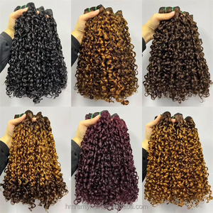 Funmi 12A Grade Hair Super Double Drawn Virgin Cuticle Aligned Bundles brésiliens pour Pixie Curly Natural Black Color Drawn - Product Image 5