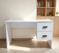 Bureau d'ordinateur Yukai en mélamine blanche avec deux tiroirs, table d'écriture, surface en bois, mobilier de bureau à domicile CD-M03