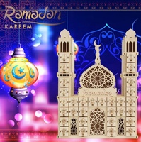 Pendentifs artisanaux Eid Mubarak, bricolage DIY, accessoires pour fête musulmane du Ramadan Kareem, calendrier compte à rebours en bois