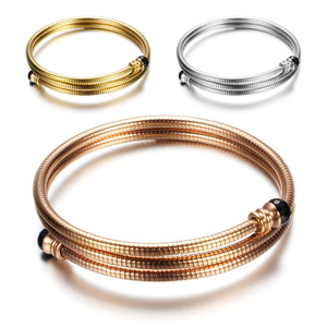 304 Stainless Steel <b>Bracelet</b> 56mm Multi Layer Opening Unisex Jewelry Gift Rose Gold Silver Gold Color <b>Copper</b> Alloy - Product Image 1