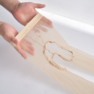 Ultra Thin Sheer Open Crotch Stockings For Women Flesh Tone Anti Snagging Summer Wear Solid Color Polyester Fiber - Product Image 1