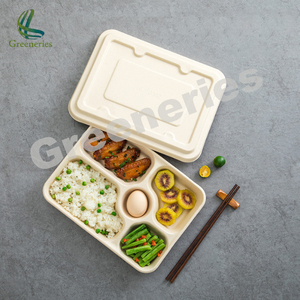 Bandeja de Comida Ecológica Biodegradable y Compostable de Caña de Azúcar con 4, 5 o 6 Secciones para Almuerzo, Ideal para Escuelas, Cafeterías y Comedores - Product Image 5