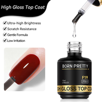 BORN PRETTY PRO 15ml Gel de finition transparent cristallin sans résidu, haute brillance, sans HEMA ni TPO, finition verre, anti-rayures, vernis gel