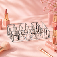 Support de rangement pour rouges à lèvres en acrylique transparent à 18 emplacements, fabriqué en usine, organisateur de maquillage de bureau, présentoir de rangement cosmétique multi-compartiments