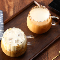 Nouvelle tasse en verre borosilicate de forme citrouille créative, 400 ml, avec poignée, pour thé et eau chaude