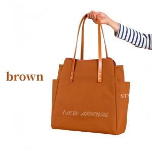 Sac en toile contrasté tendance pour femme, sac de shopping portable en toile artistique, sac à bandoulière - Product Image 1