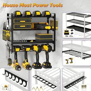 Heavy Duty Thicken Wall Mounted 4 Layer Universal Cordless Power <b>Tool</b> Battery Organizer Holder Storage <b>Rack</b> for Cordless Drill - Product Image 4