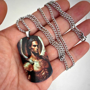 Archange <span class=keywords><strong>Uriel</strong></span> Saint Symbolisme Épée Flamboyante Mythologie Sceau Amulette Talisman Sigil of Angélique Collier Pendentif En Acier Inoxydable - Product Image 3
